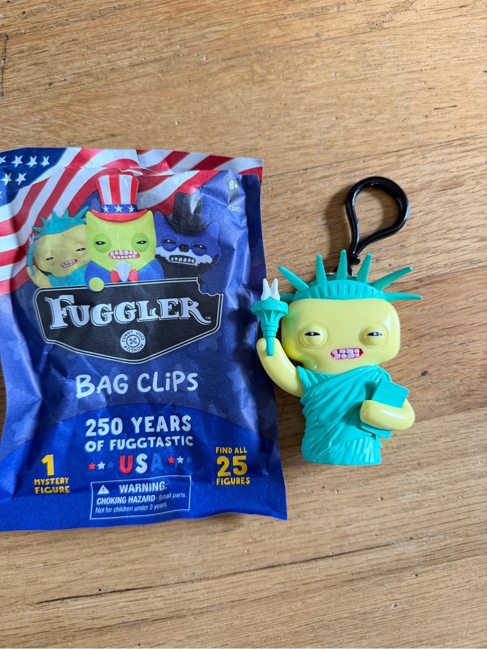 New Fuggler Bag Clip USA 250 Years Patriotic Lady Statue of Liberty Green Yellow
